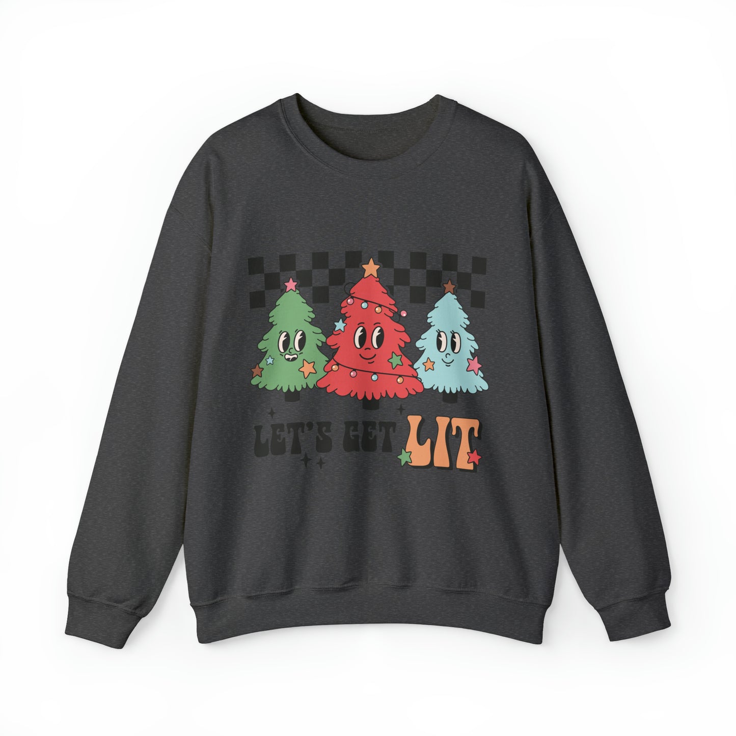 Let's get lit Christmas Tree Funny Adult Crewneck Sweatshirt