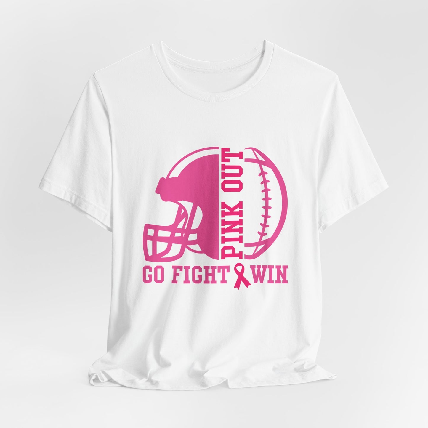 Pink Out Women's Football Go Fight Win Breast Cancer Awareness Short Sleeve Tee