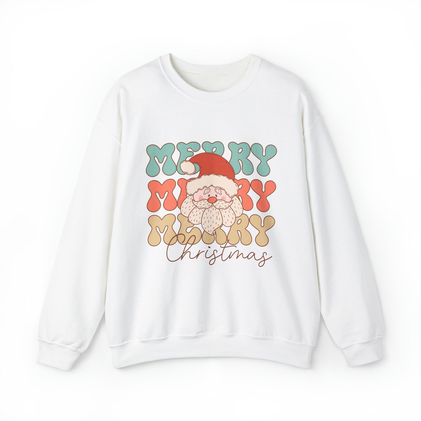 Retro Merry Christmas Sweatshirt with Santa Sweatshirt Women's