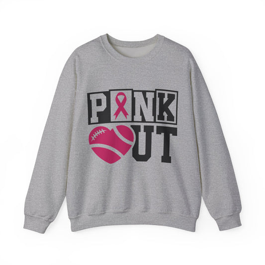 Pink Out Block Lettering Breast Cancer Awareness Women's Unisex Crewneck Sweatshirt