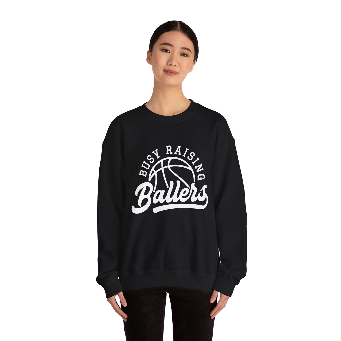 Busy Raising Ballers Women's Basketball Sweatshirt Basketball Mom