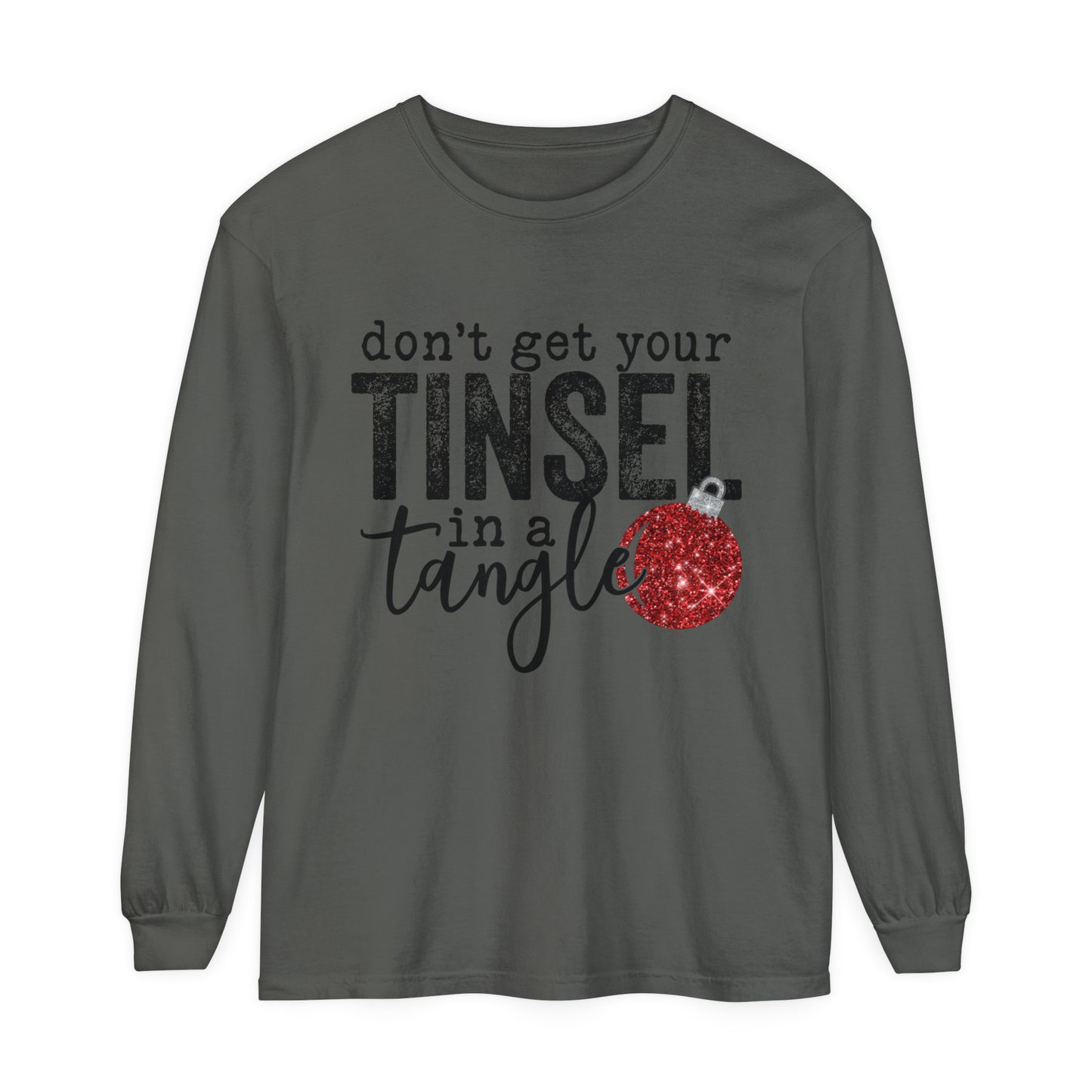 Don't Get Your Tinsel in a Tangle Sparkled Women's Holiday Loose Long Sleeve T-Shirt