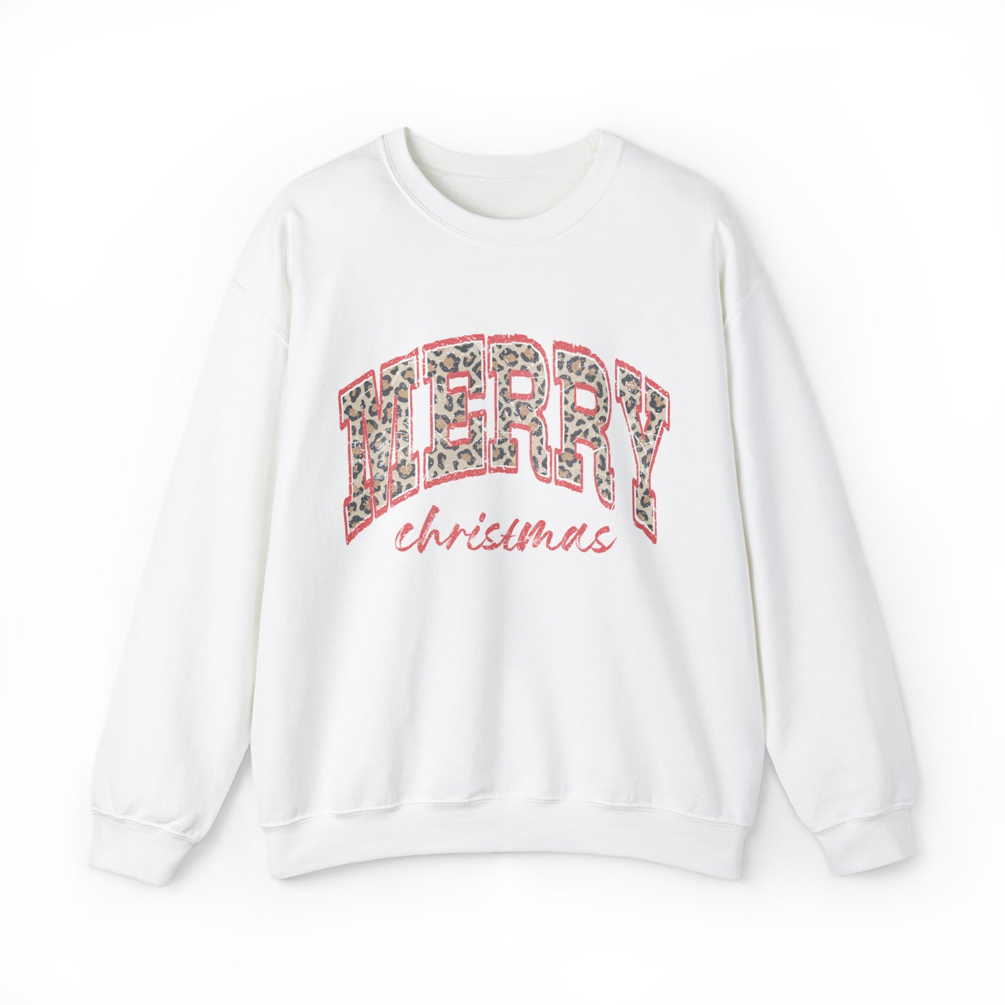 Women's Merry Christmas Sweatshirt with Leopard Print