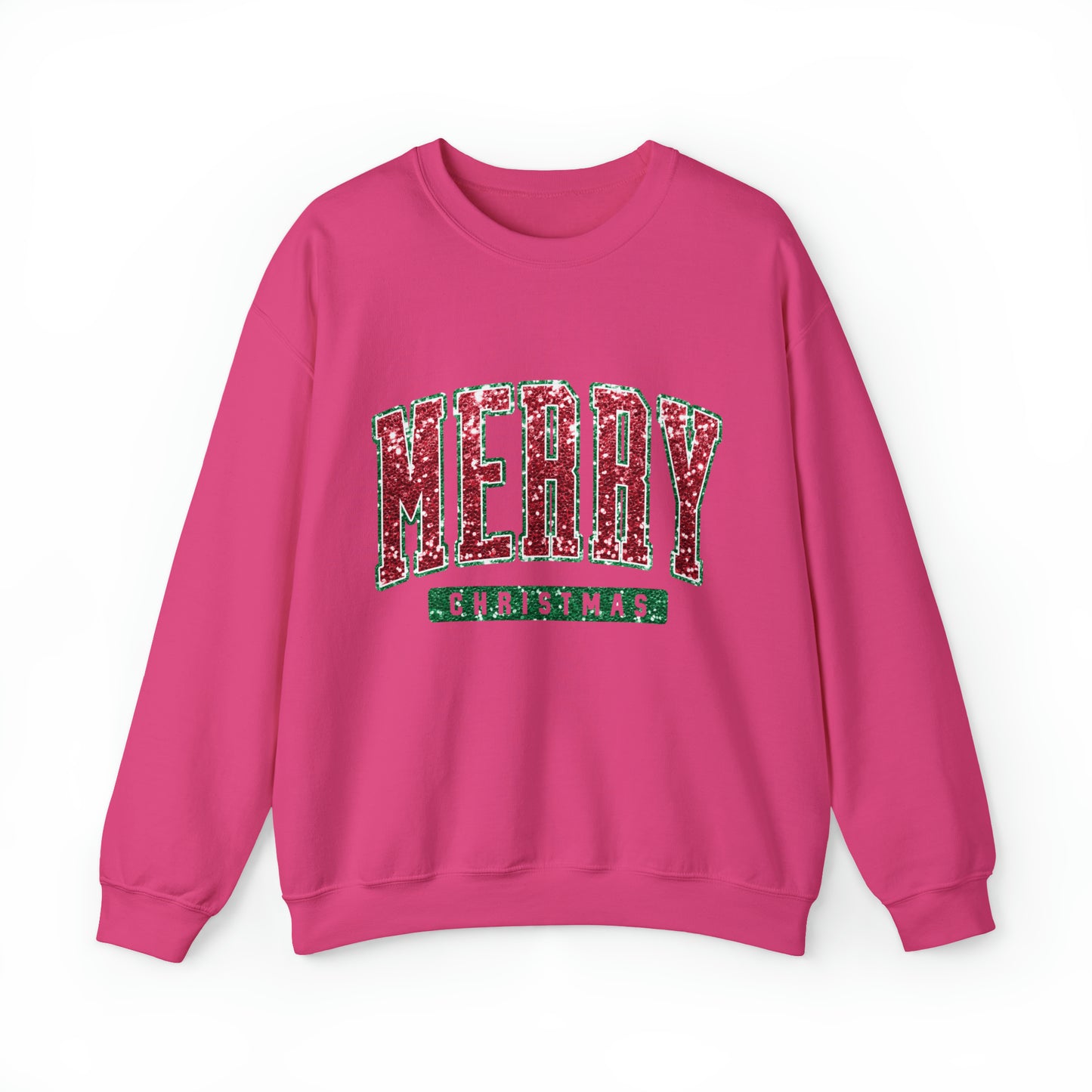 Merry Christmas Red Sparkle Women's Christmas Crewneck Sweatshirt