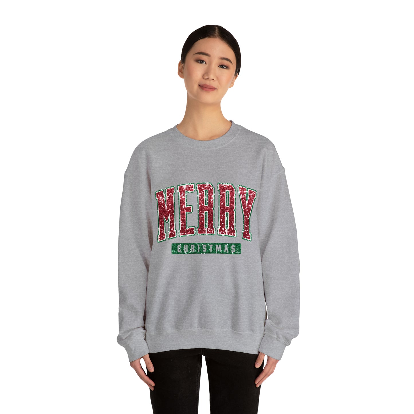 Merry Christmas Red Sparkle Women's Christmas Crewneck Sweatshirt