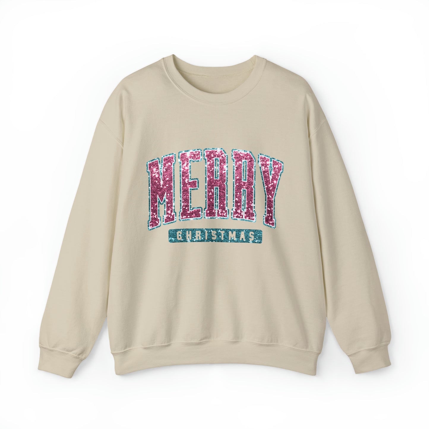 Merry Christmas Pink Sparkle Women's Christmas Crewneck Sweatshirt