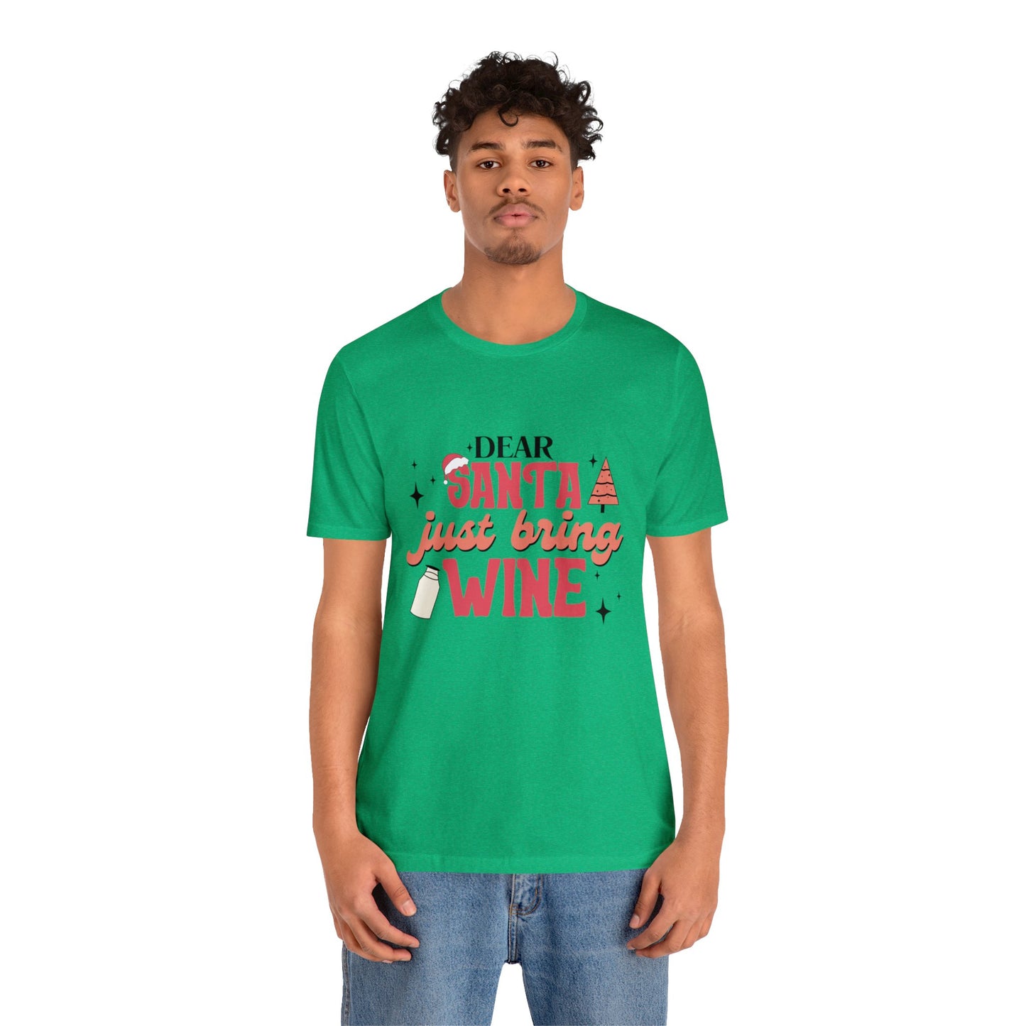 Dear Santa, Just bring Wine Women's Short Sleeve Christmas T Shirts