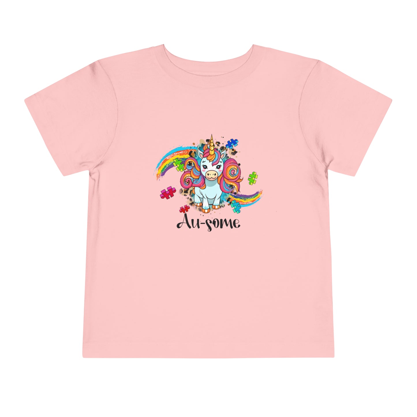 Ausome Unicorn Autism Acceptance Awareness Advocate Toddler Short Sleeve Tee