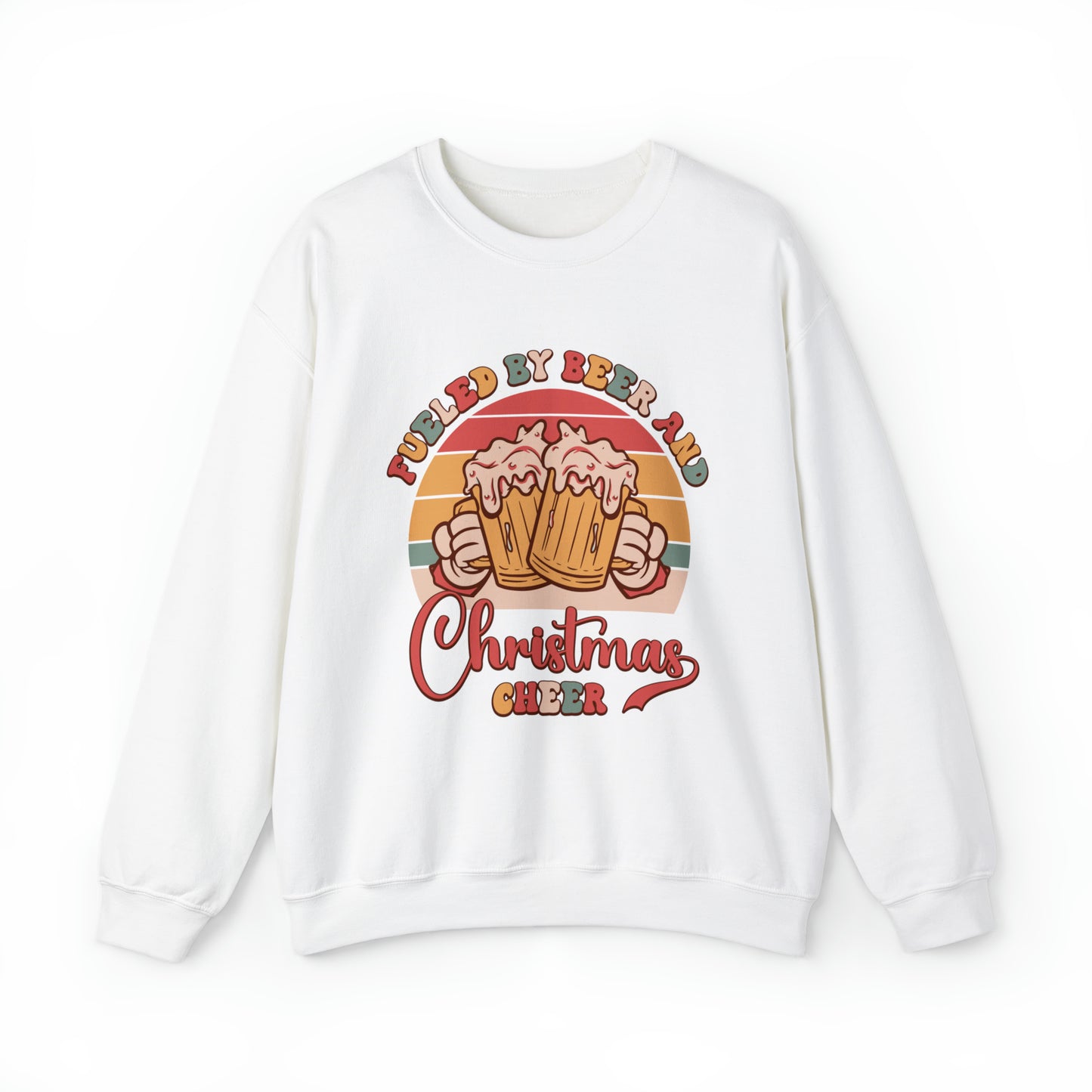 Fueled by Beer and Christmas Cheer Adult Unisex Funny Christmas Crewneck Sweatshirt