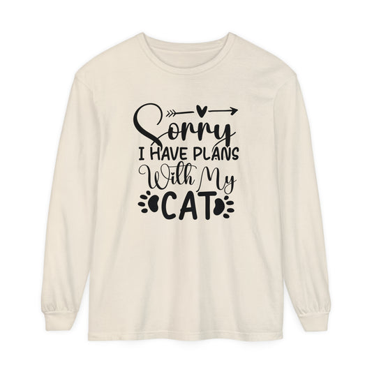 Sorry I have plans with my cat -  Cat Mom Women's Loose Long Sleeve T-Shirt