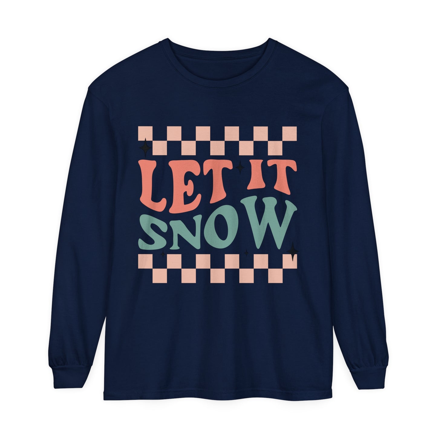 Let is Snow Women's Christmas Holiday Loose Long Sleeve T-Shirt