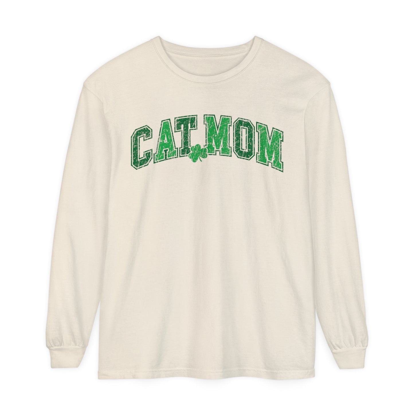 Cat Mom St. Patrick's Day Women's Loose Long Sleeve T-Shirt