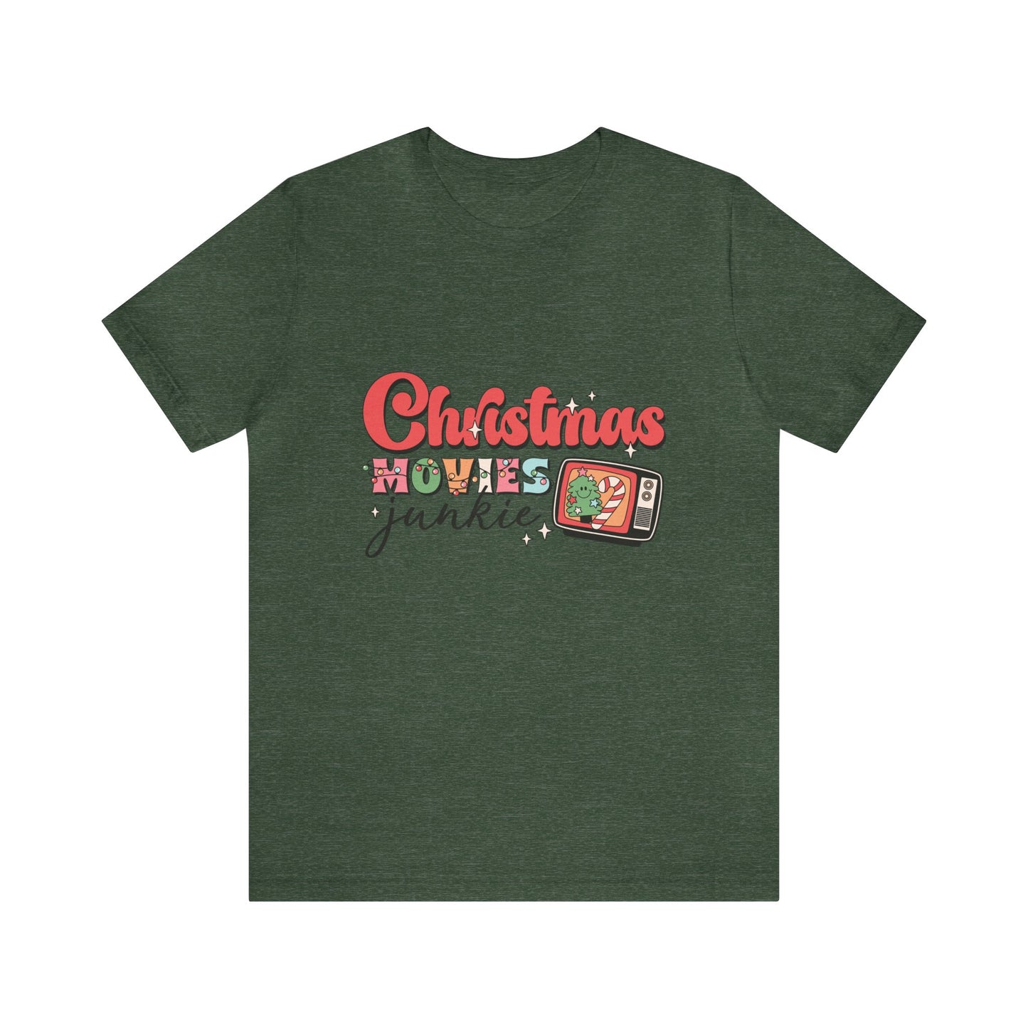Christmas Movies Junkie Women's Funny Short Sleeve Christmas T Shirt