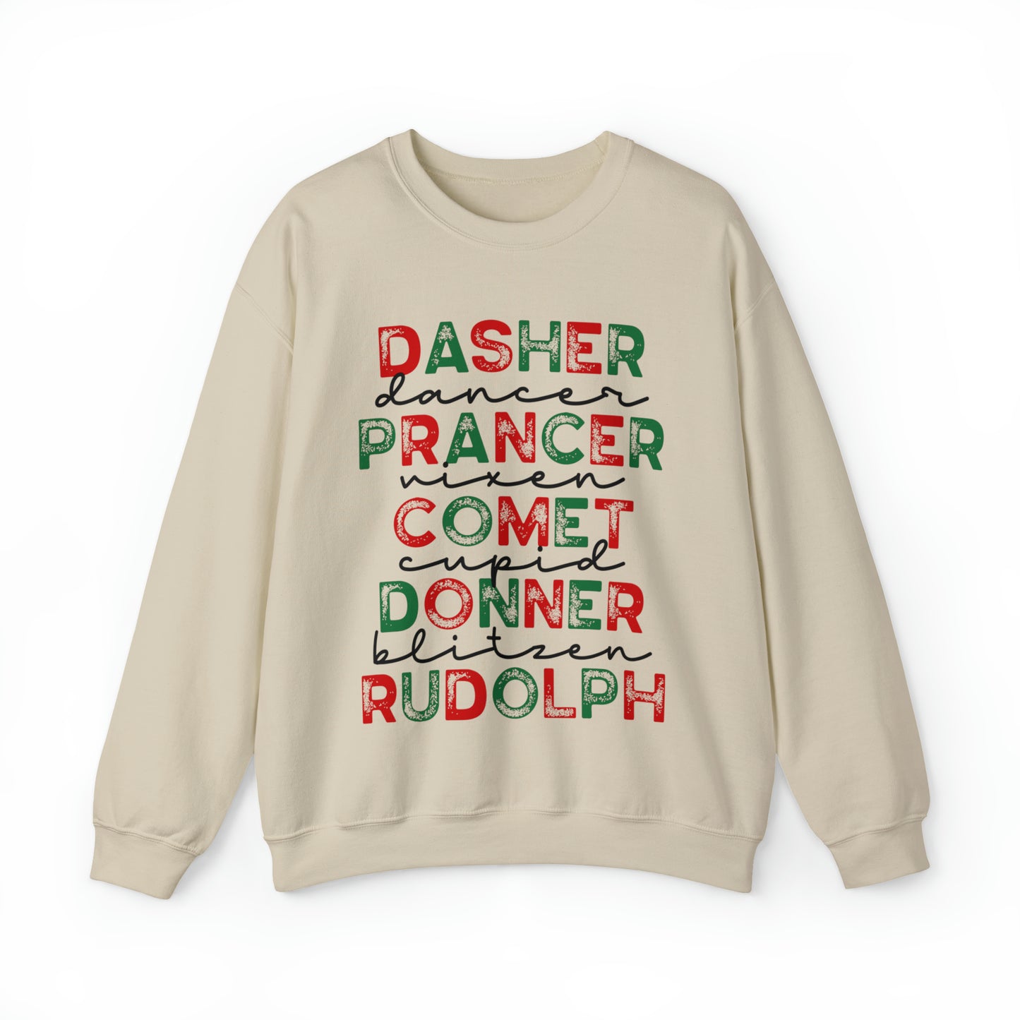 Santa's Reindeer List Red & Green Women's Christmas Crewneck Sweatshirt