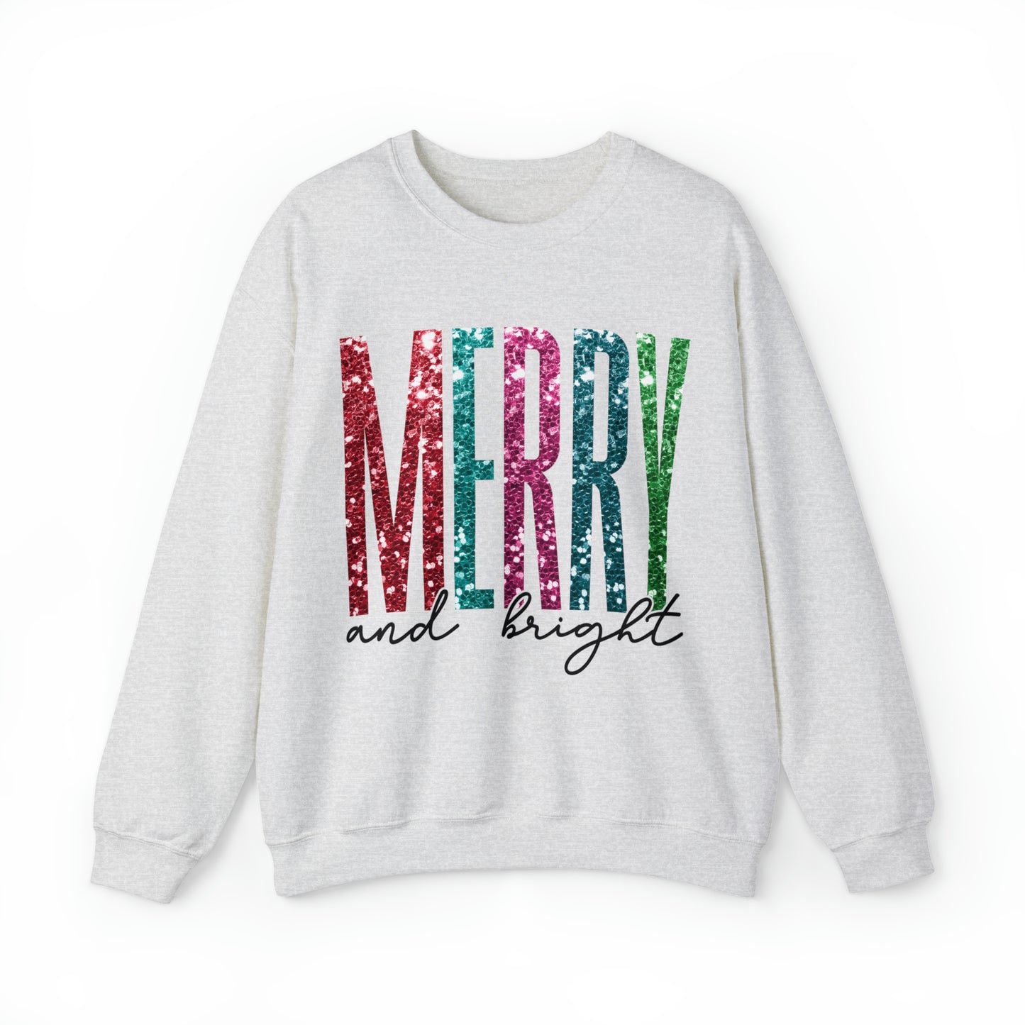 Merry & Bright Faux Sequin Women's Christmas Crewneck Sweatshirt