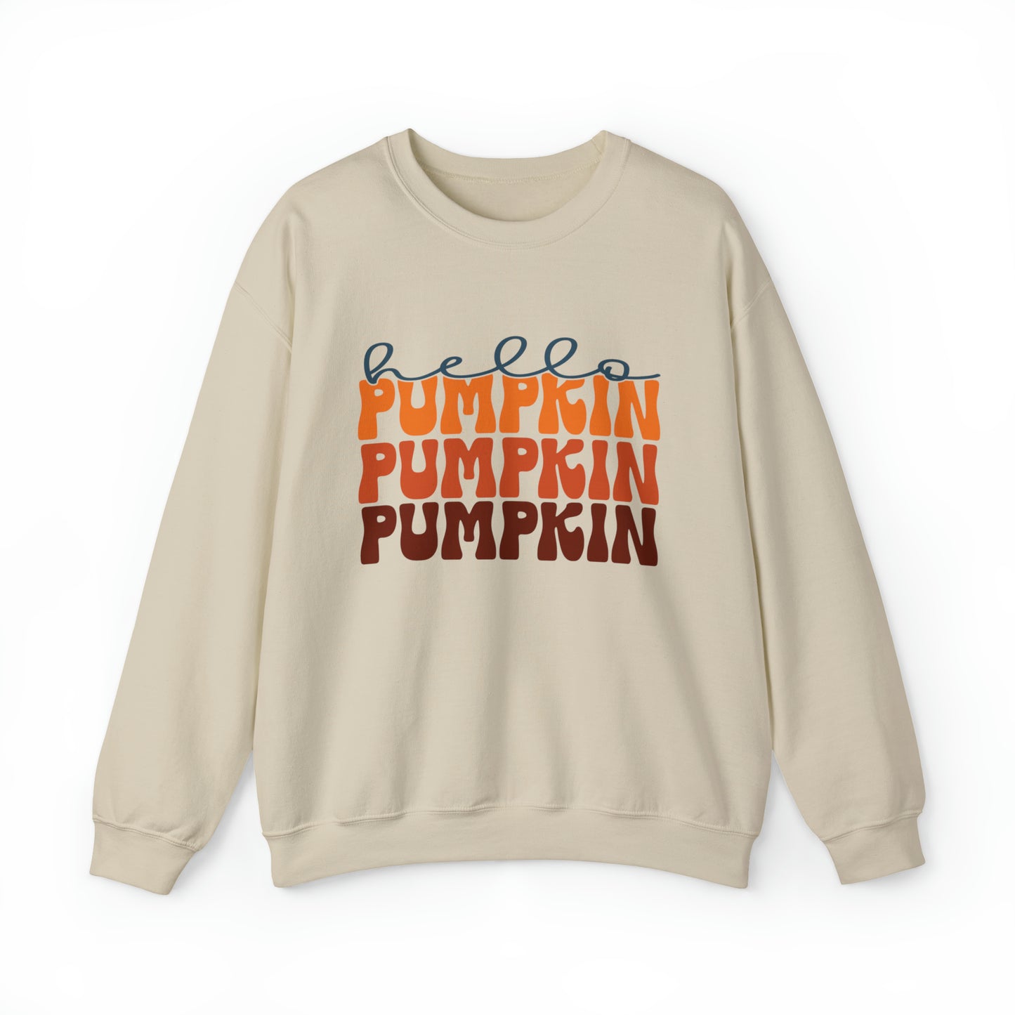 Hello Pumpkin Adult Unisex Fall Crewneck Sweatshirt