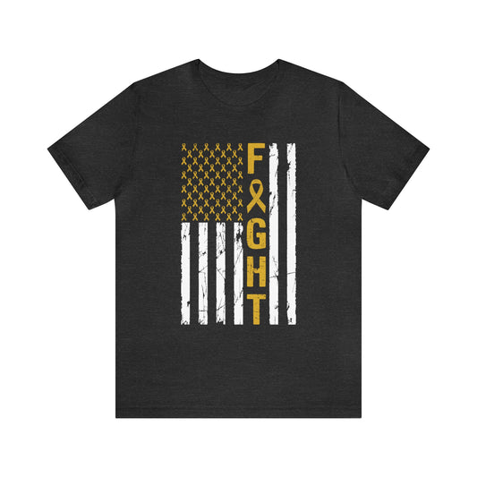Childhood Cancer Fight Awareness Advocacy American Flag Adult Unisex Tshirt