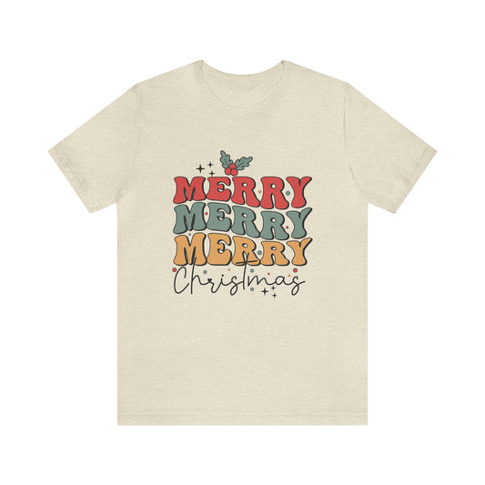 Merry Merry Merry Christmas Women's Short Sleeve Christmas T Shirt