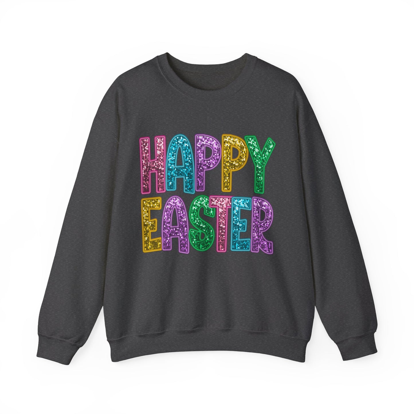 Happy Easter Faux Sequin Print Women's Easter Sweatshirt