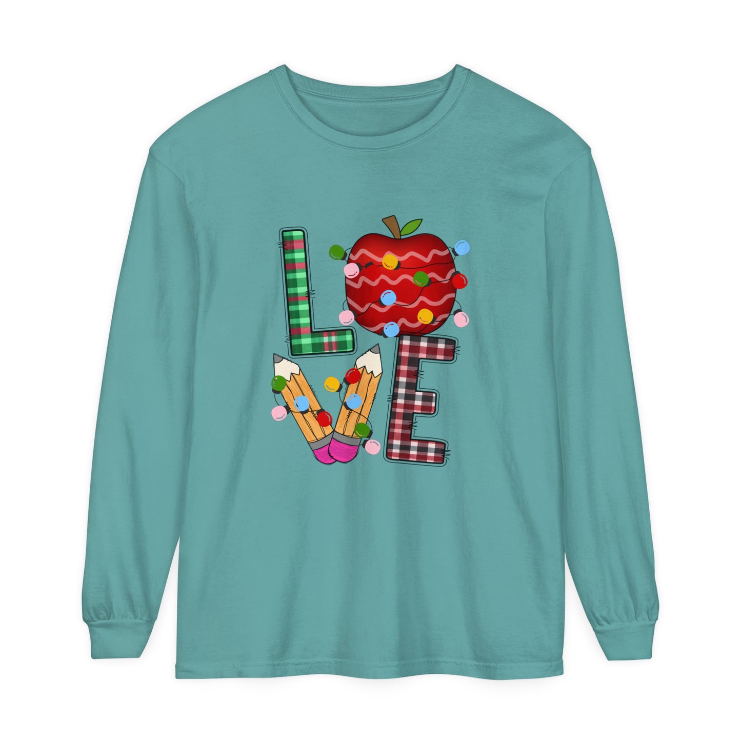 Teacher LOVE Christmas Loose Long Sleeve T-Shirt