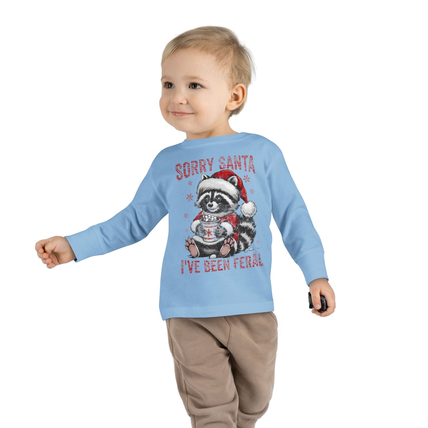 Sorry Santa I've Been Feral Christmas Toddler Long Sleeve Tee