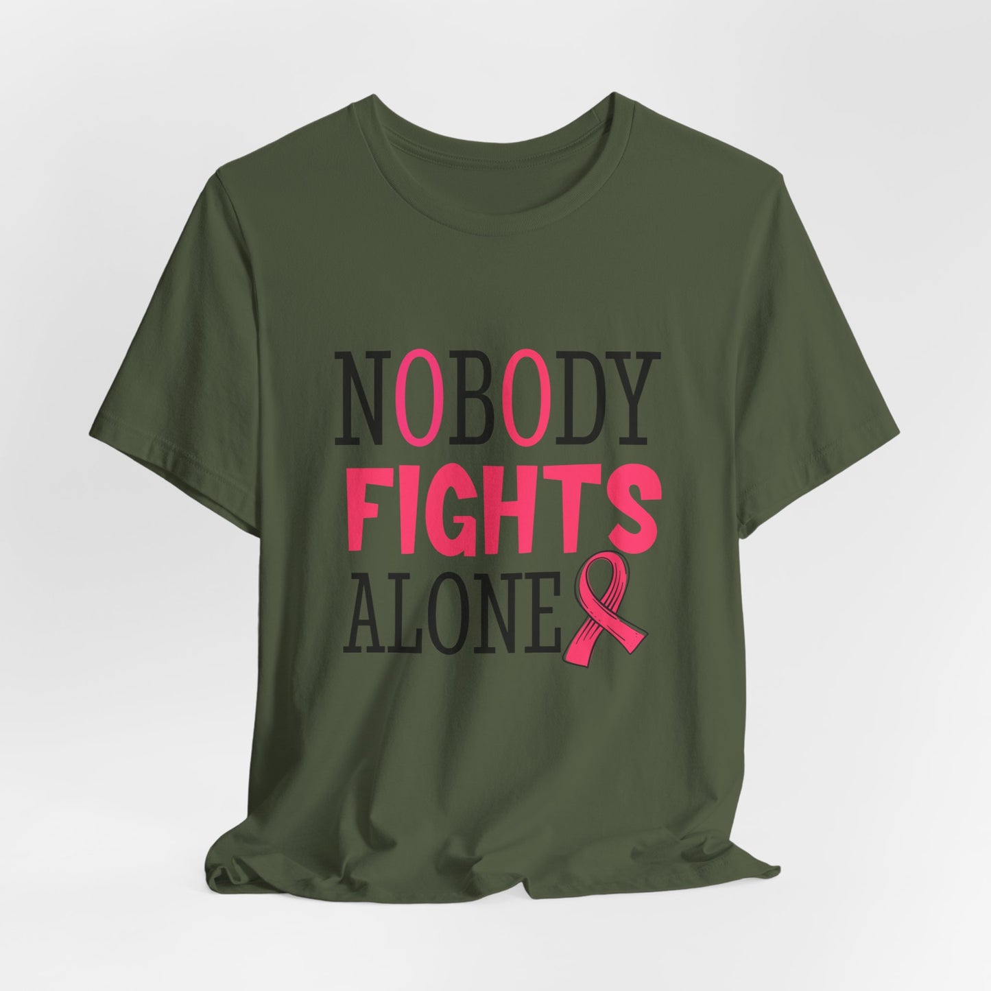 Nobody Fights Alone Women's Breast Cancer Awareness Short Sleeve Tee