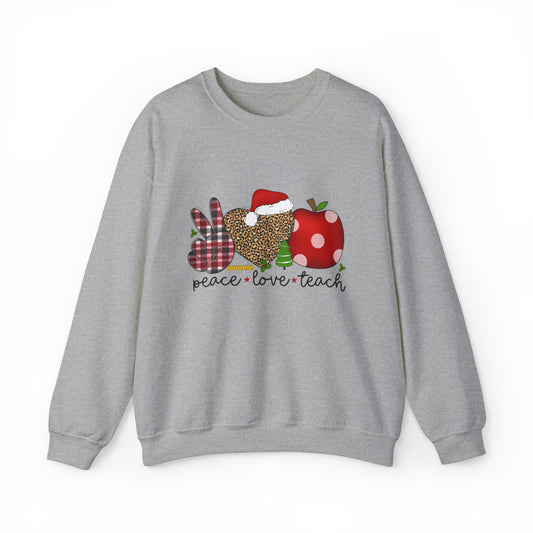 Peace Love Teach Women's Christmas Sweatshirt