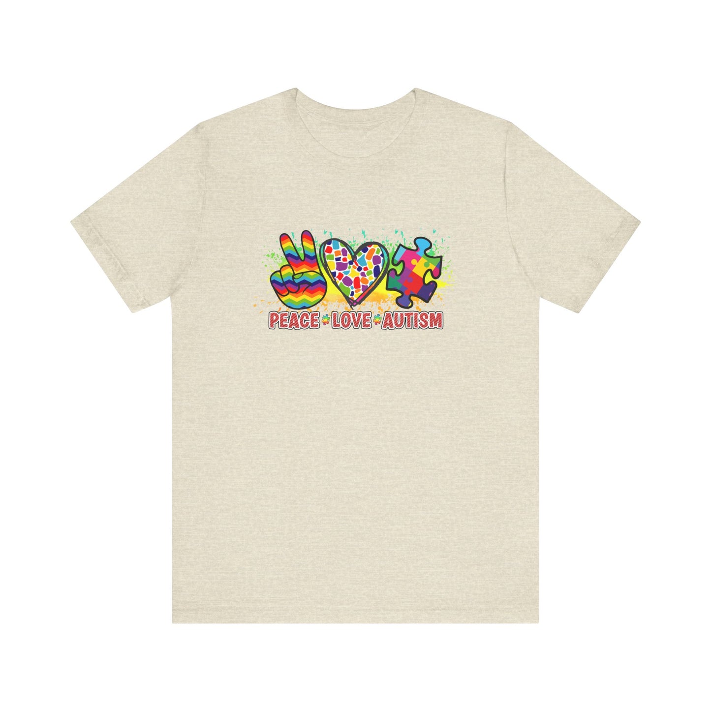 Peace Love Autism Autism Awareness Advocate Short Sleeve Tee