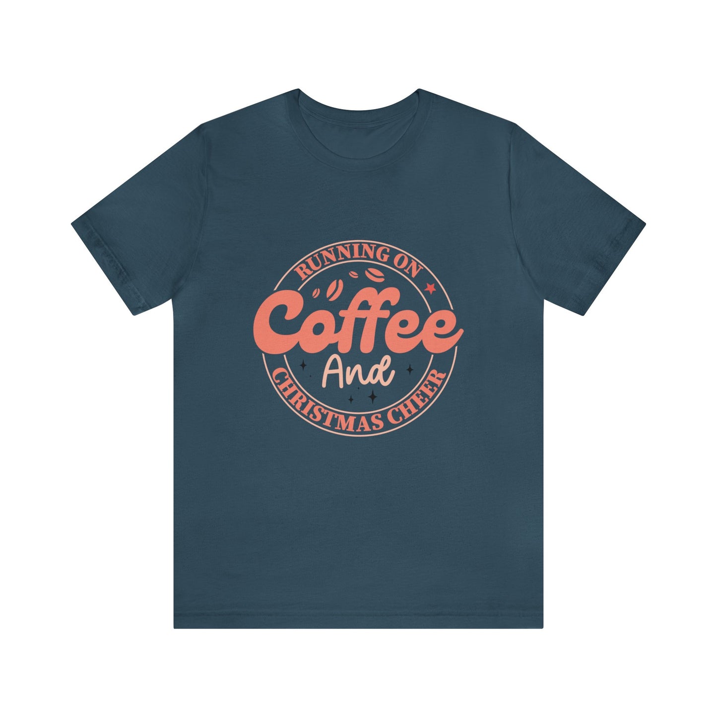 Running on Coffee and Christmas Cheer Women's Funny Christmas Short Sleeve Shirt