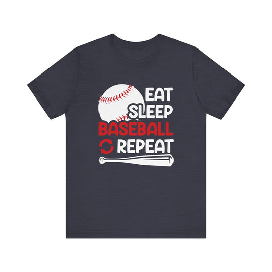 Eat Sleep Baseball Repeat Adult Unisex Baseball Short Sleeve Shirt