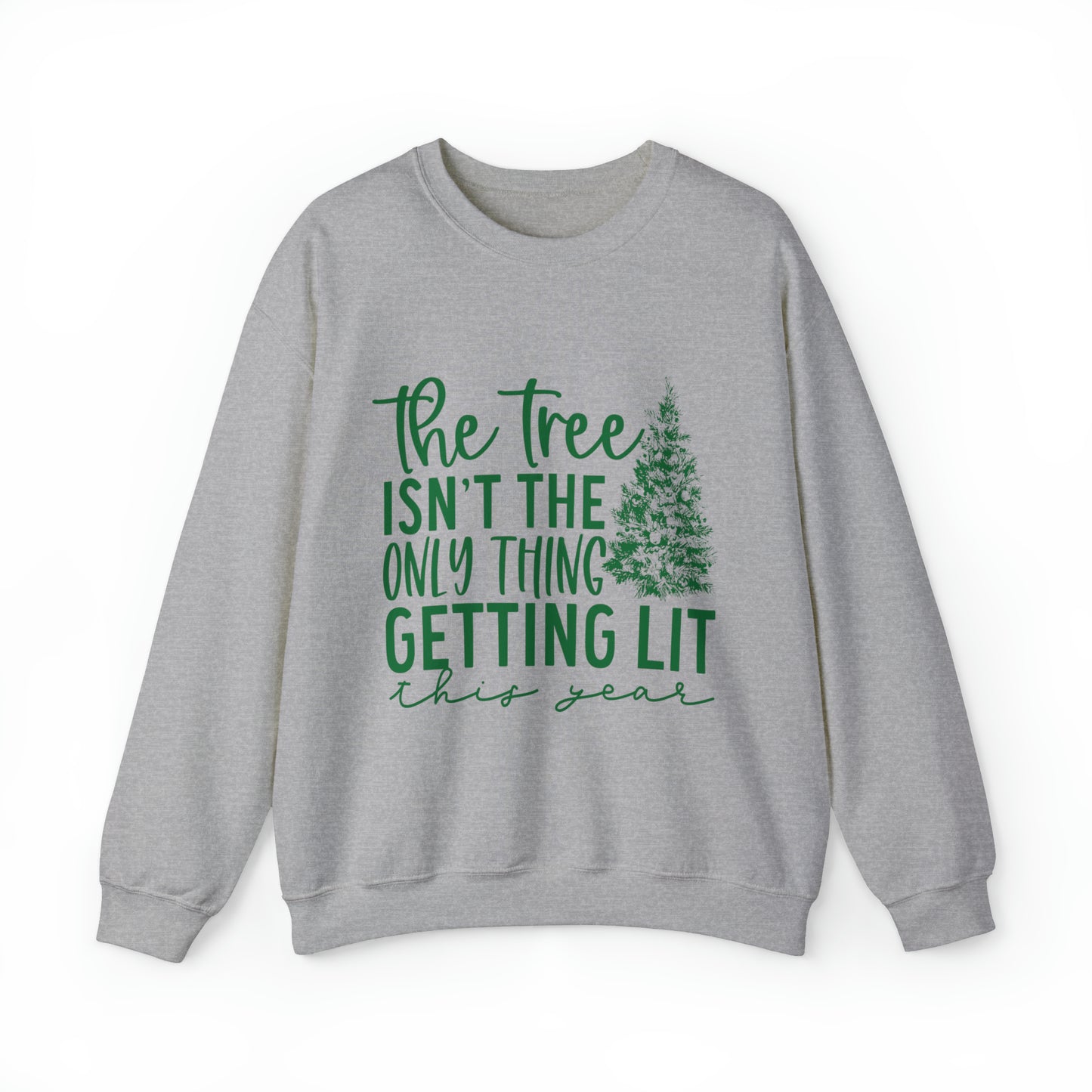 Tree Getting Lit with Green Women's Christmas Crewneck Sweatshirt