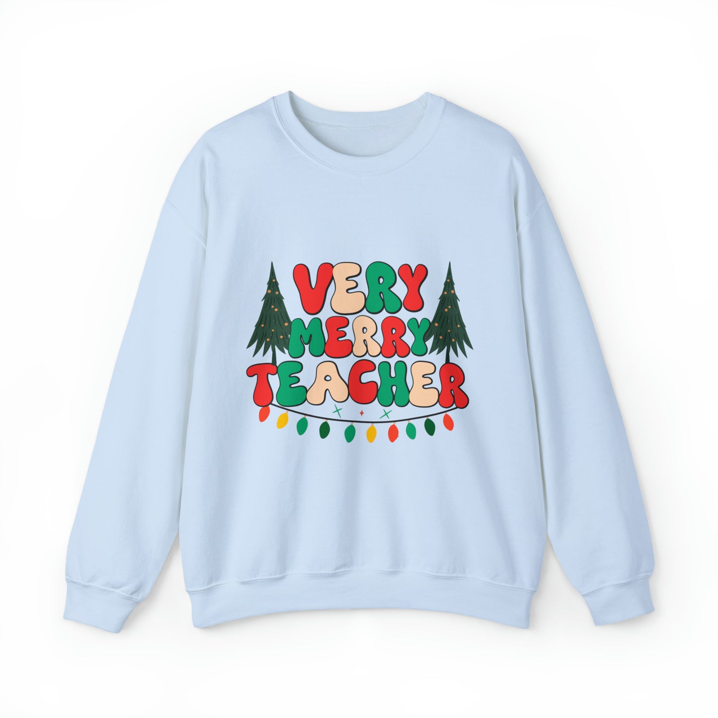 Very Merry Teacher Women's Christmas Winter Crewneck Sweatshirt