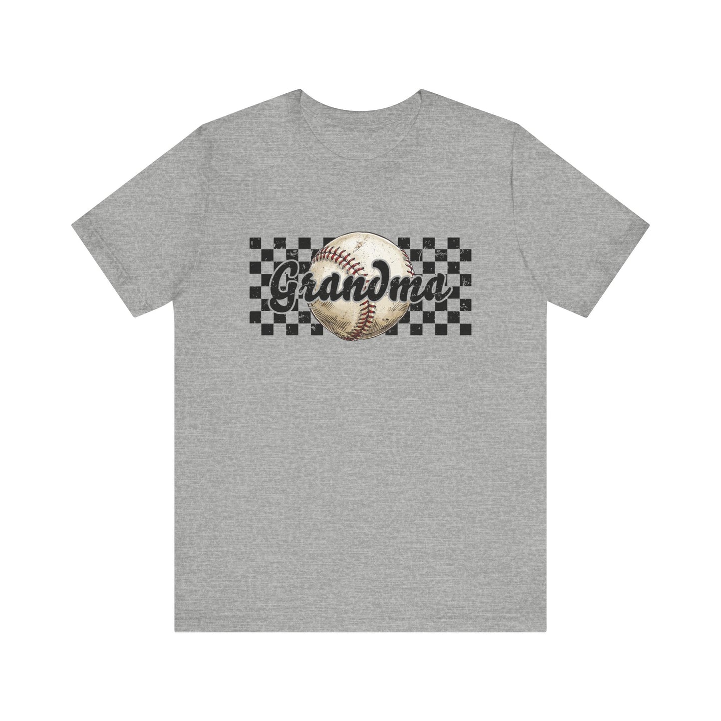 Baseball Grandma Checkered Women's Short Sleeve Shirt
