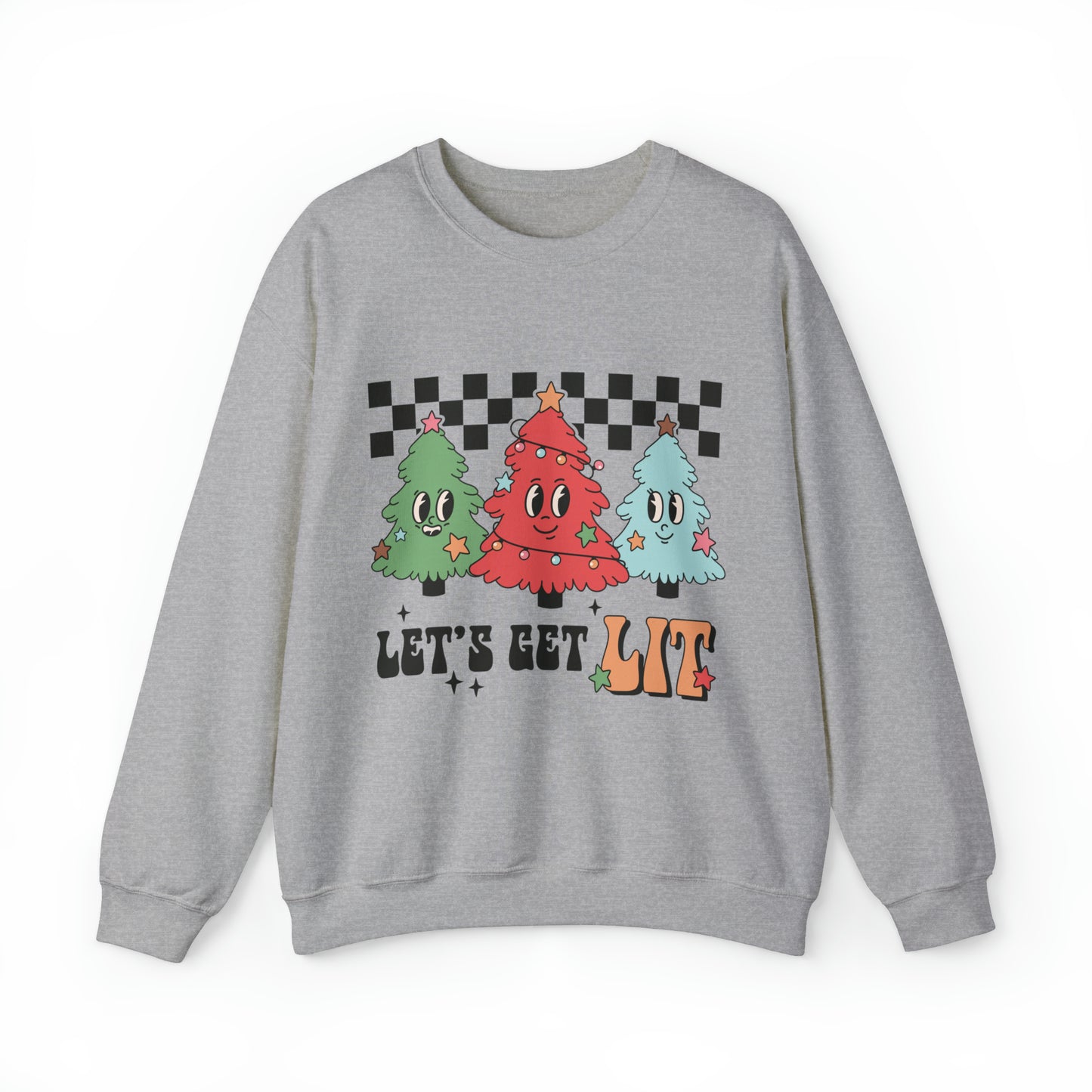 Let's get lit Christmas Tree Funny Adult Crewneck Sweatshirt