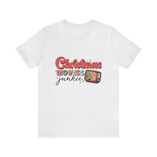 Christmas Movies Junkie Women's Funny Short Sleeve Christmas T Shirt