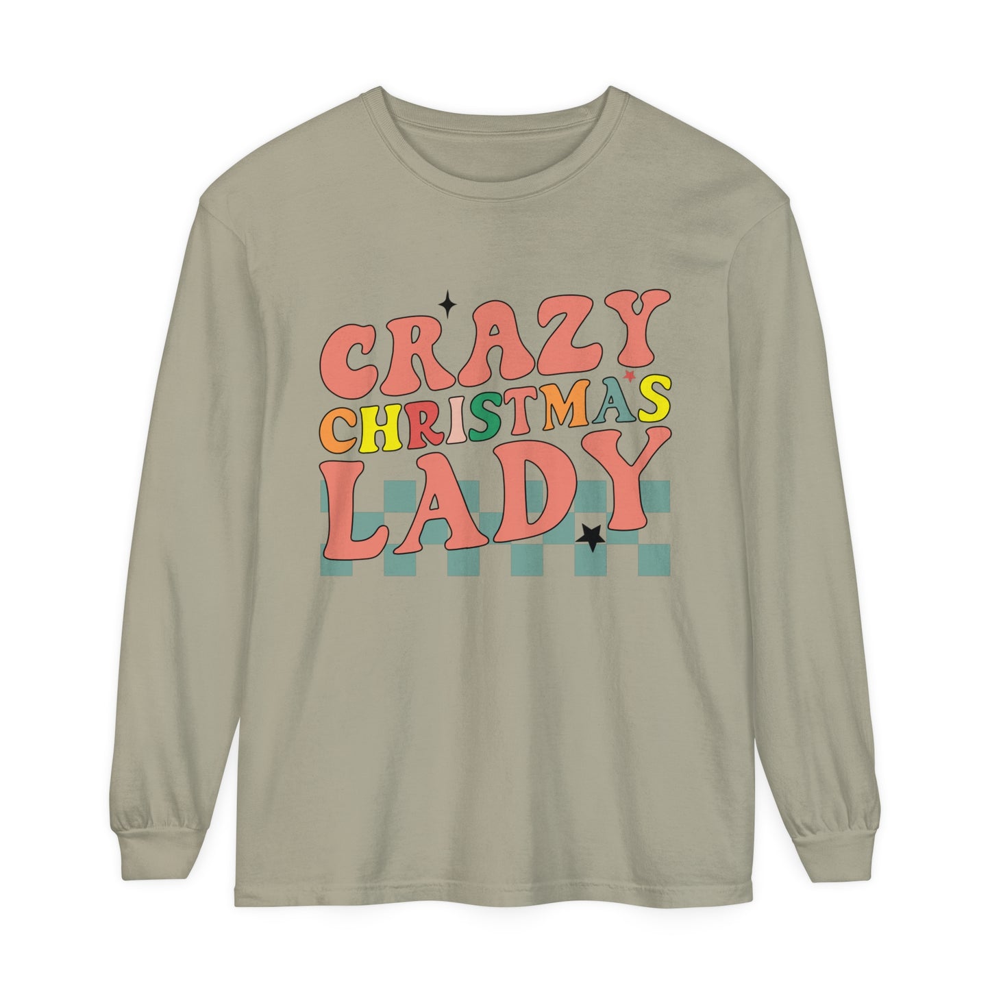 Crazy Christmas Lady Women's Christmas Loose Long Sleeve T-Shirt