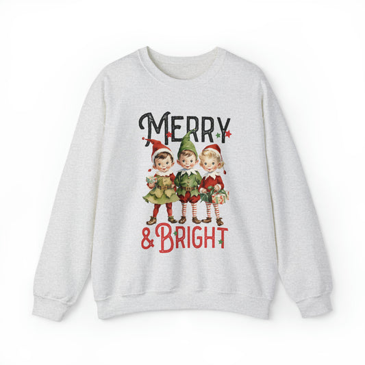 Merry and Bright Elf Women's Christmas Crewneck Sweatshirt