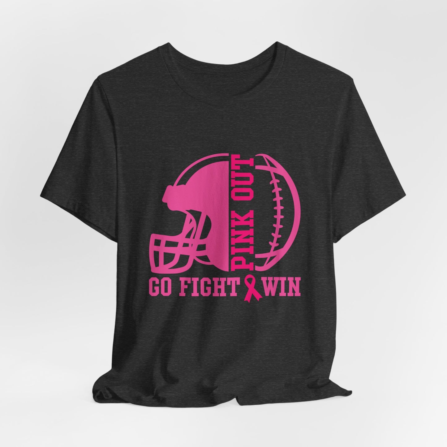 Pink Out Women's Football Go Fight Win Breast Cancer Awareness Short Sleeve Tee