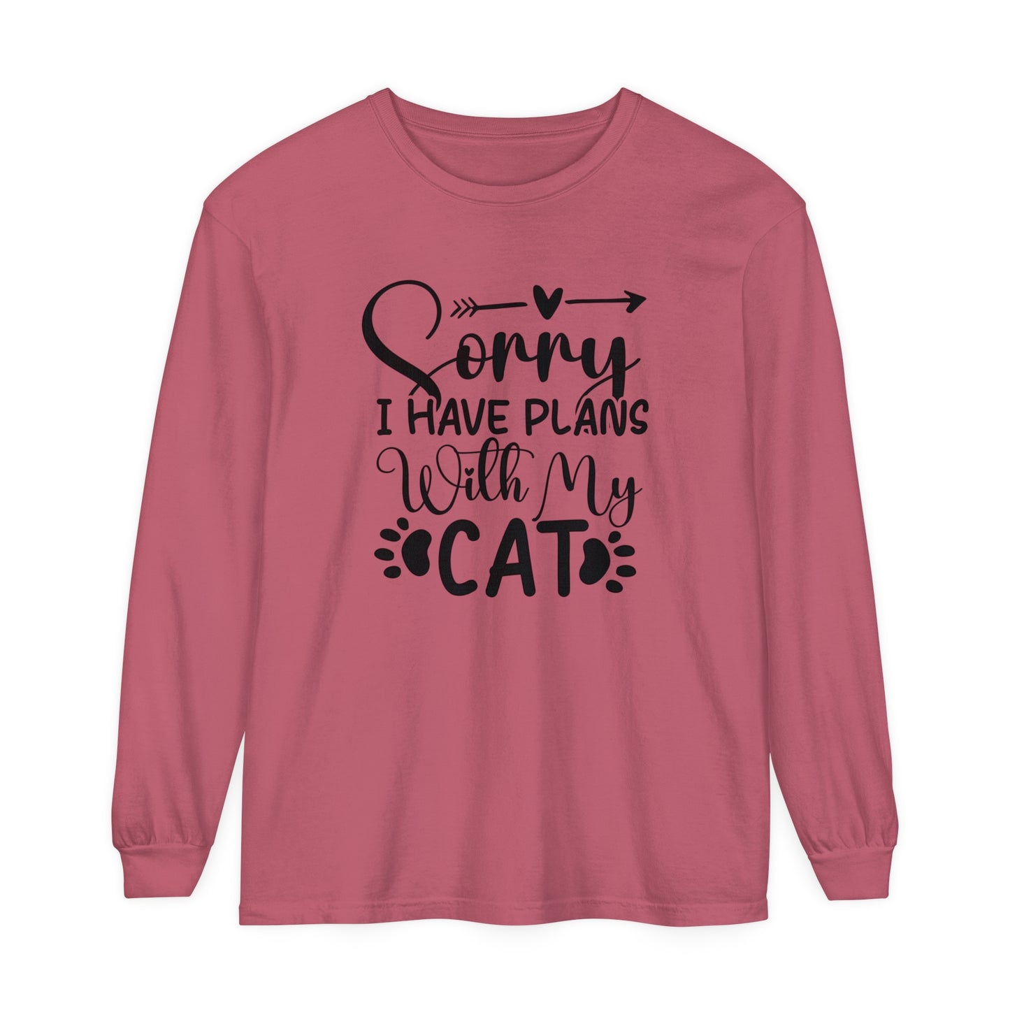 Sorry I have plans with my cat -  Cat Mom Women's Loose Long Sleeve T-Shirt