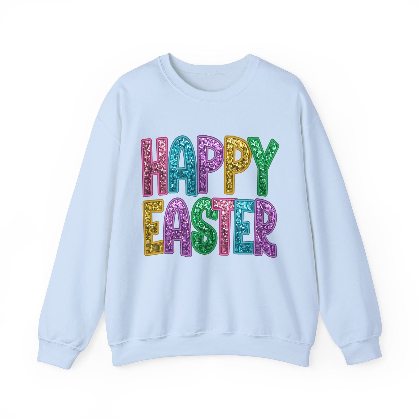 Happy Easter Faux Sequin Print Women's Easter Sweatshirt