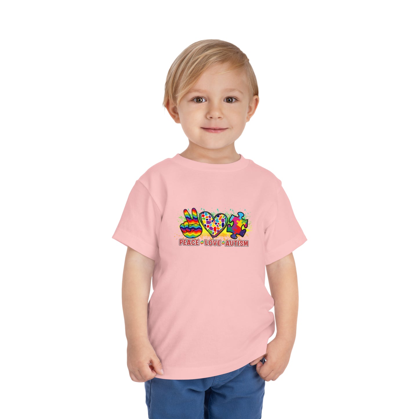 Peace Love Autism Awareness Advocate Toddler Short Sleeve Tee