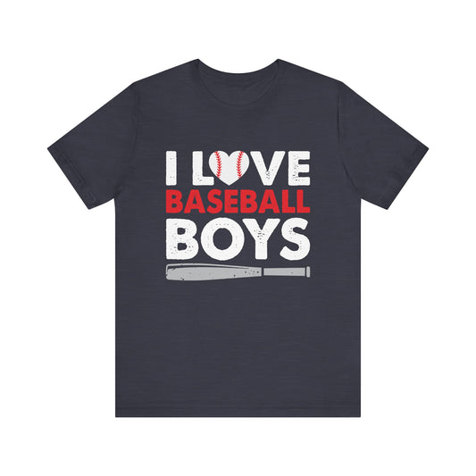 I Love Baseball Boys Women's Baseball Short Sleeve Shirt