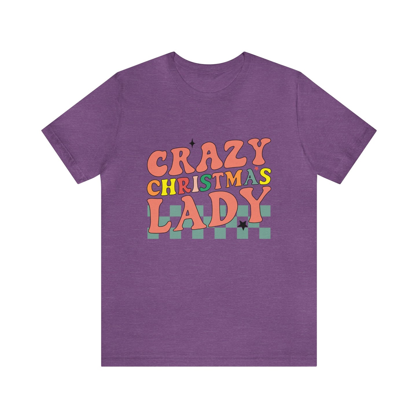 Crazy Christmas Lady Women's Funny Christmas Short Sleeve Shirt