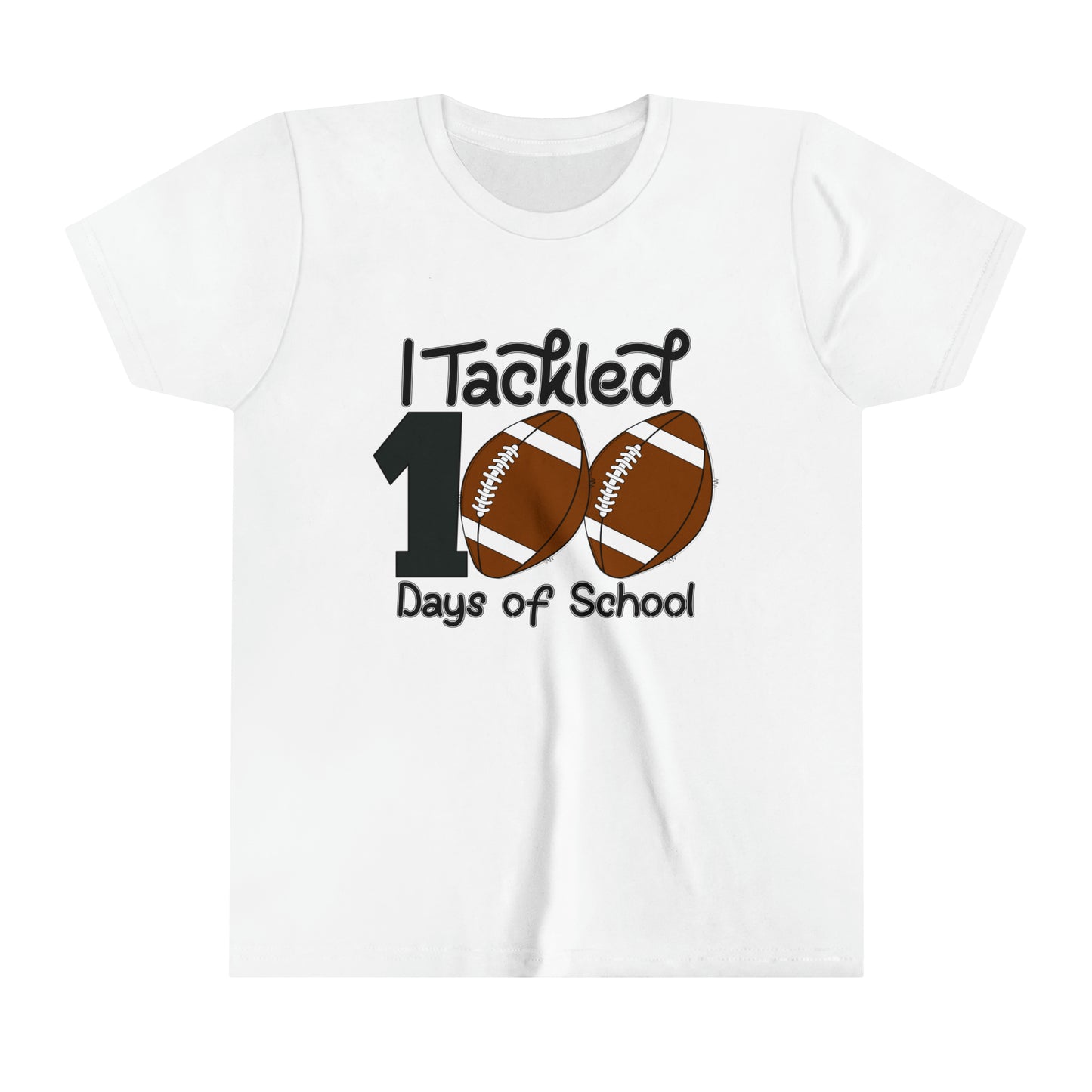 I Tackled 100 Days of School Youth Boy's Short Sleeve Tee