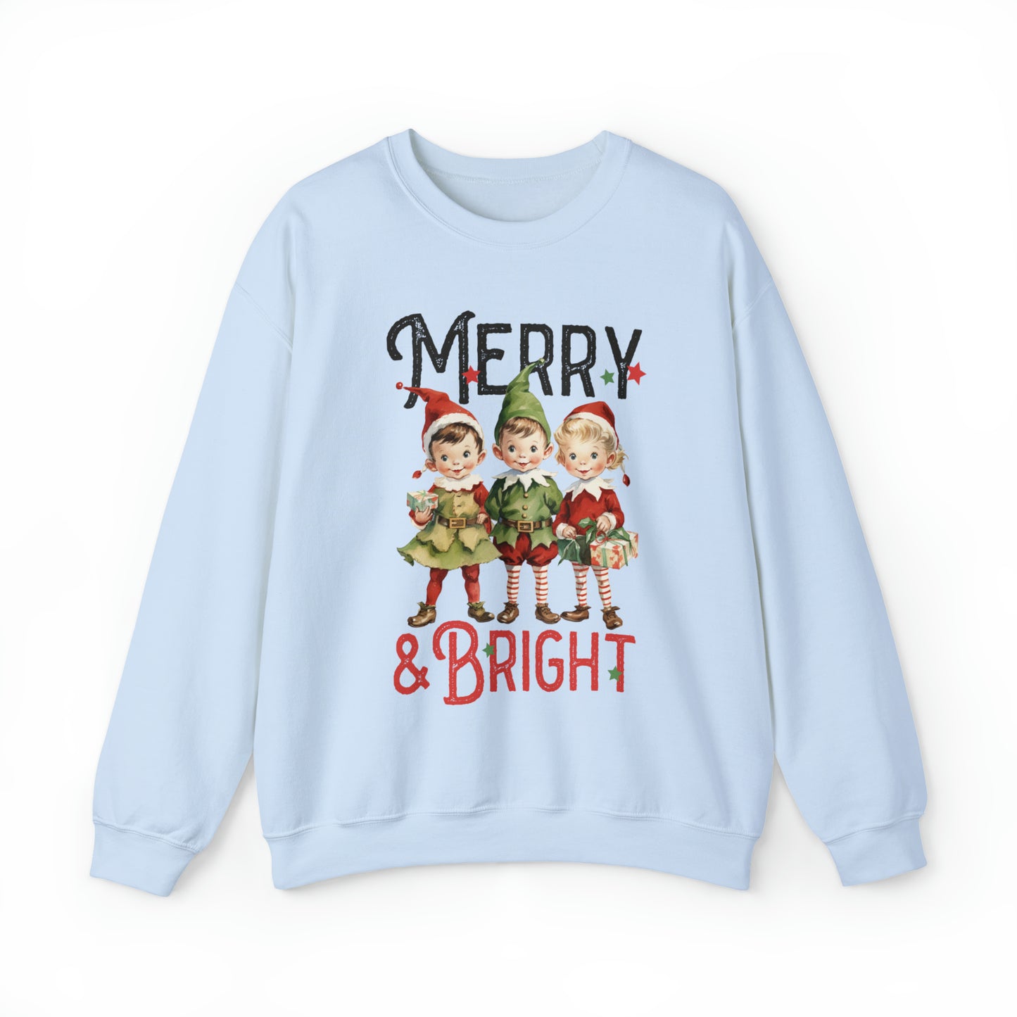 Merry and Bright Elf Women's Christmas Crewneck Sweatshirt