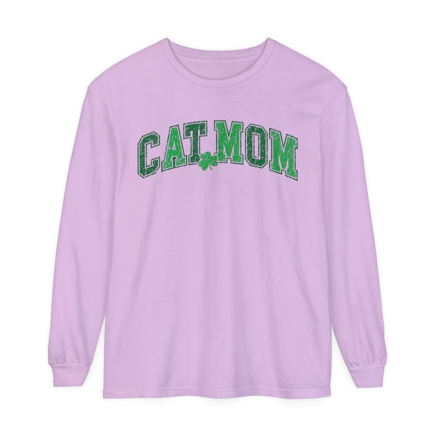 Cat Mom St. Patrick's Day Women's Loose Long Sleeve T-Shirt