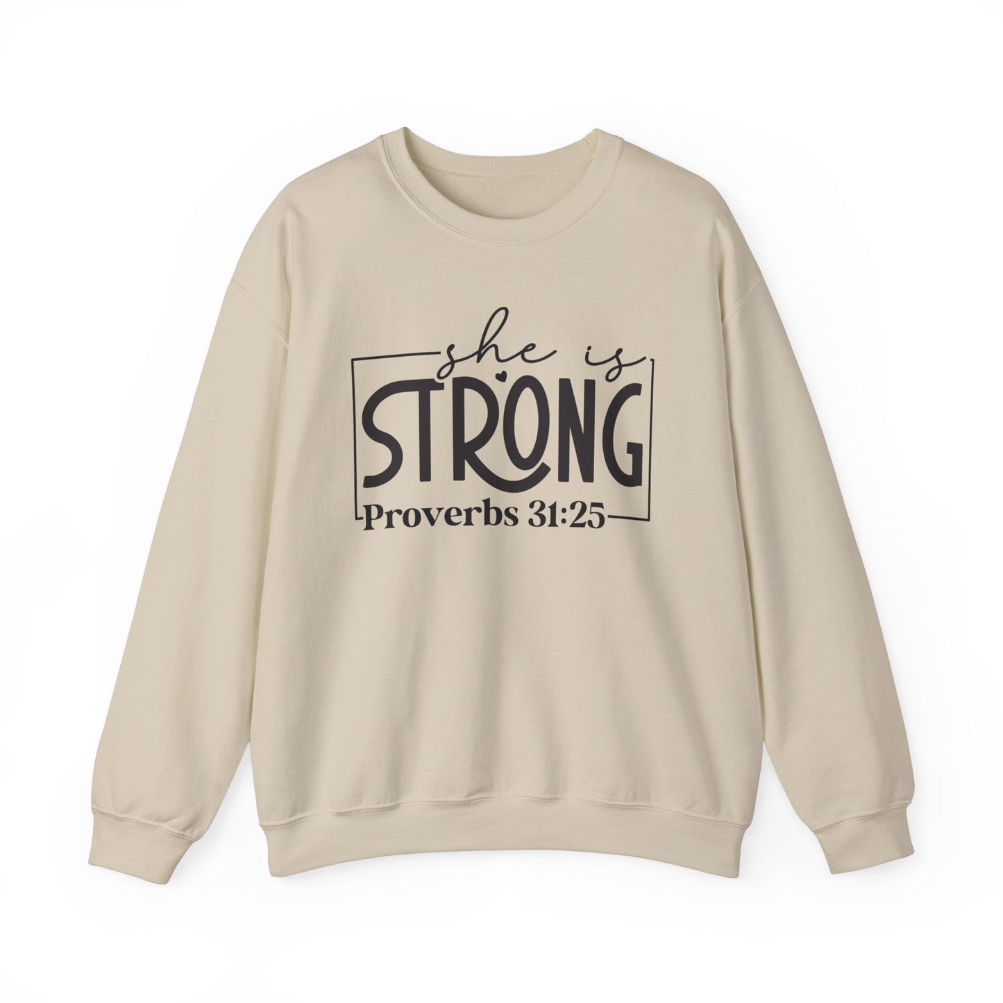 She is Strong Women's Bible Verse Sweatshirt