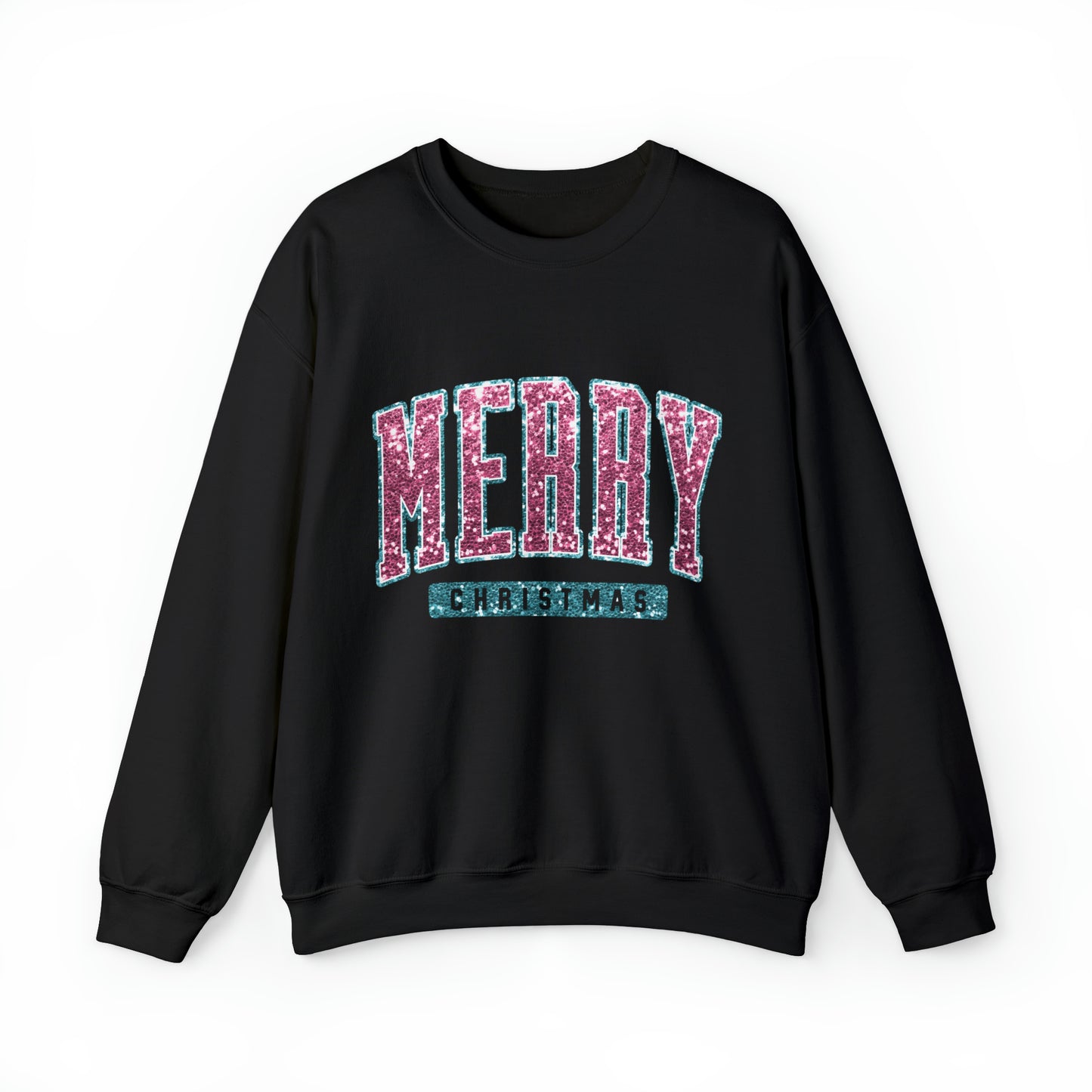 Merry Christmas Pink Sparkle Women's Christmas Crewneck Sweatshirt