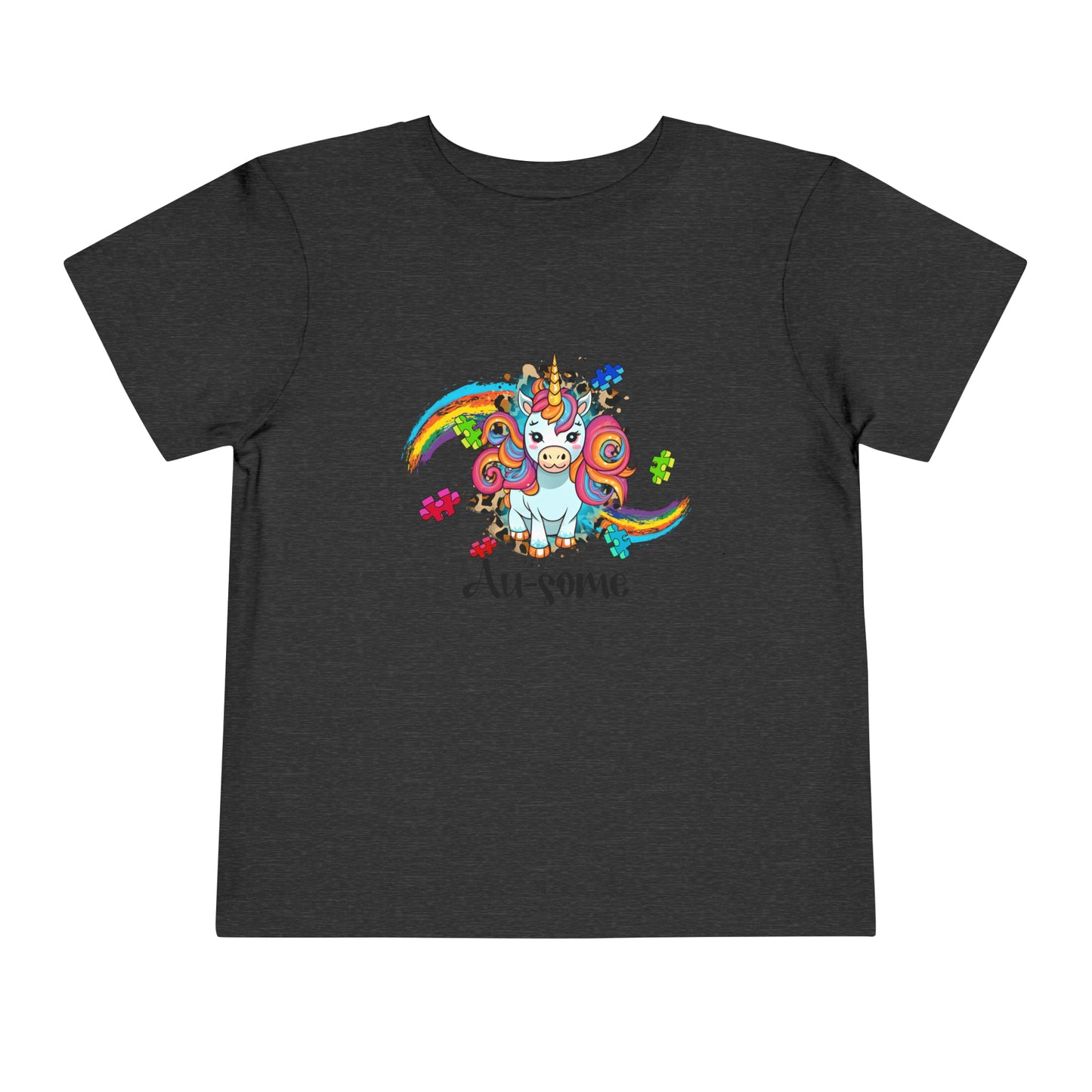 Ausome Unicorn Autism Acceptance Awareness Advocate Toddler Short Sleeve Tee