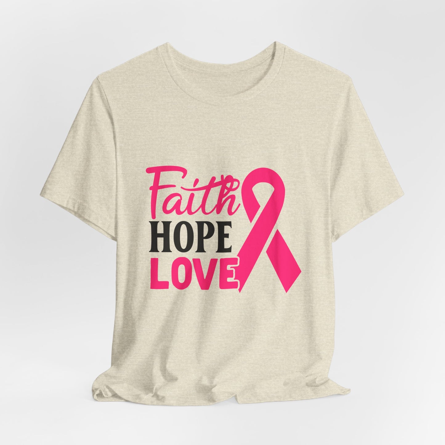 Faith Hope & Love Women's Breast Cancer Awareness Short Sleeve Tee